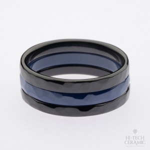 Сет из 3-х колец (кольца из черной и синей керамики) (арт.23011055)