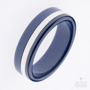 Кольцо из синей керамики с серебром (арт.30011026)