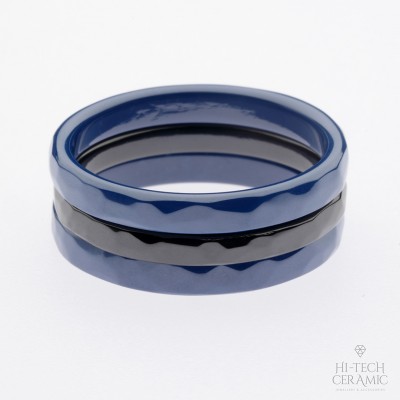 Сет из 3-х колец (кольца из синей и черной керамики) (арт.23011066)