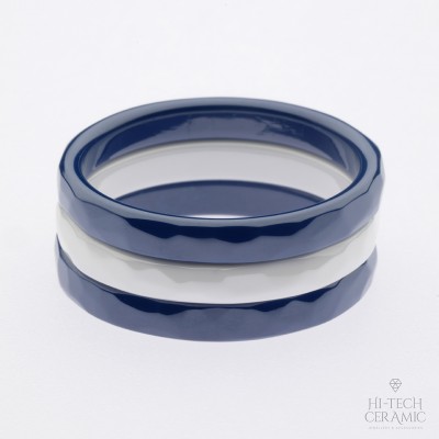 Сет из 3-х колец (кольца из синей и белой керамики) (арт.31011063)